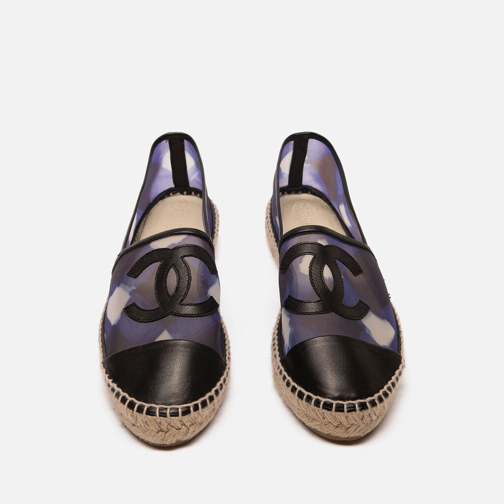 Chanel Blue & Black White Mesh Espadrilles