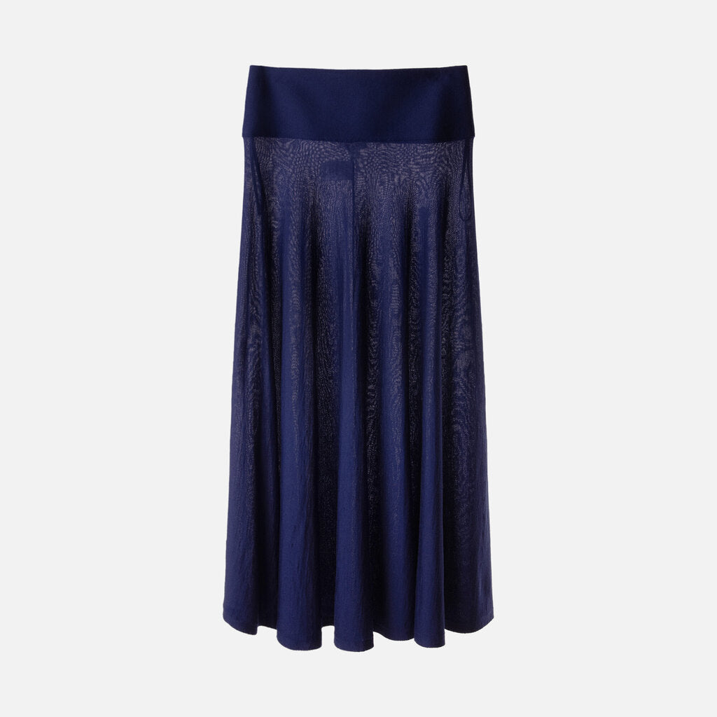 Alaia Blue Wool Semi-Sheer Midi Skirt
