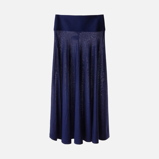 Alaia Blue Wool Semi-Sheer Midi Skirt