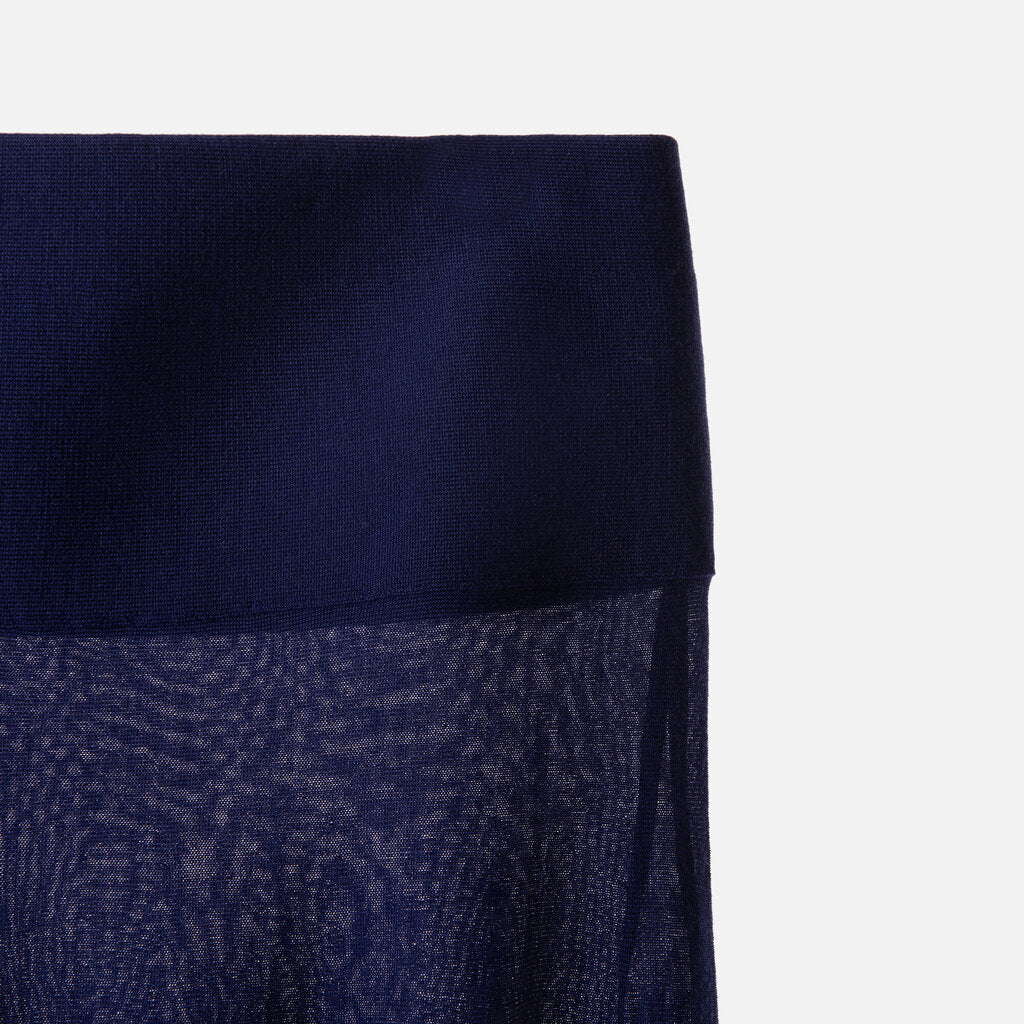 Alaia Blue Wool Semi-Sheer Midi Skirt