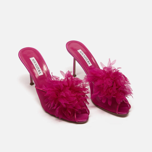 Aquazzura Pink Satin Flower Applique Heels