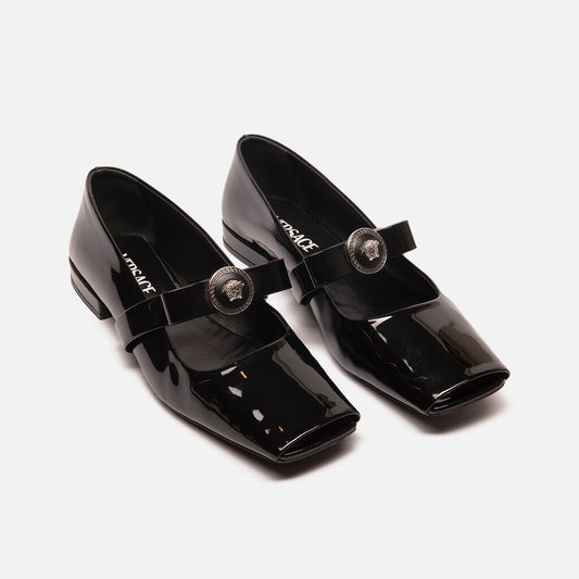 Versace Black Patent May Jane Shoes