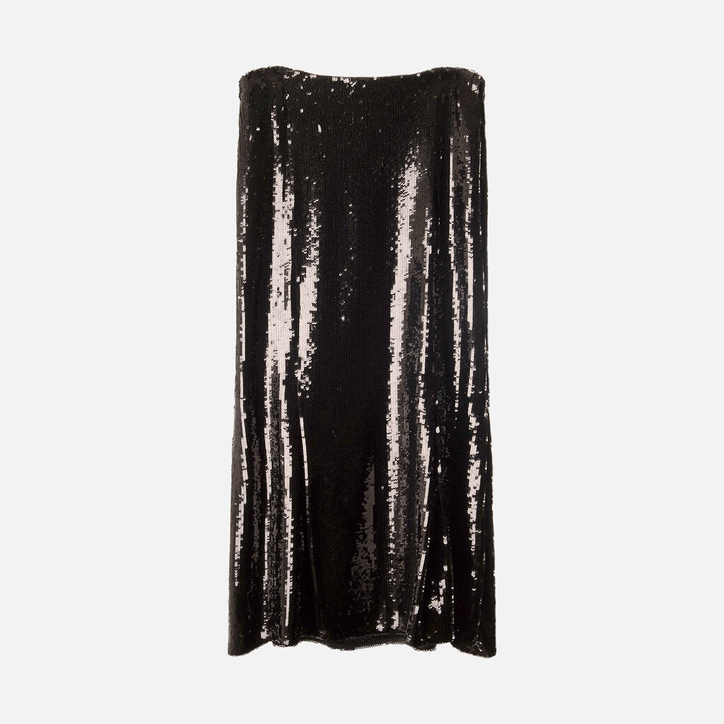 Khaite Black Sequin Midi Skirt