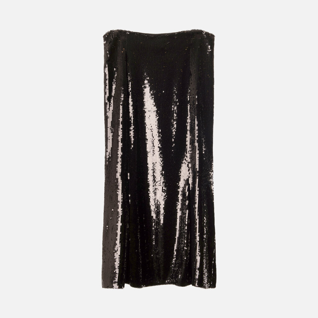 Khaite Black Sequin Midi Skirt