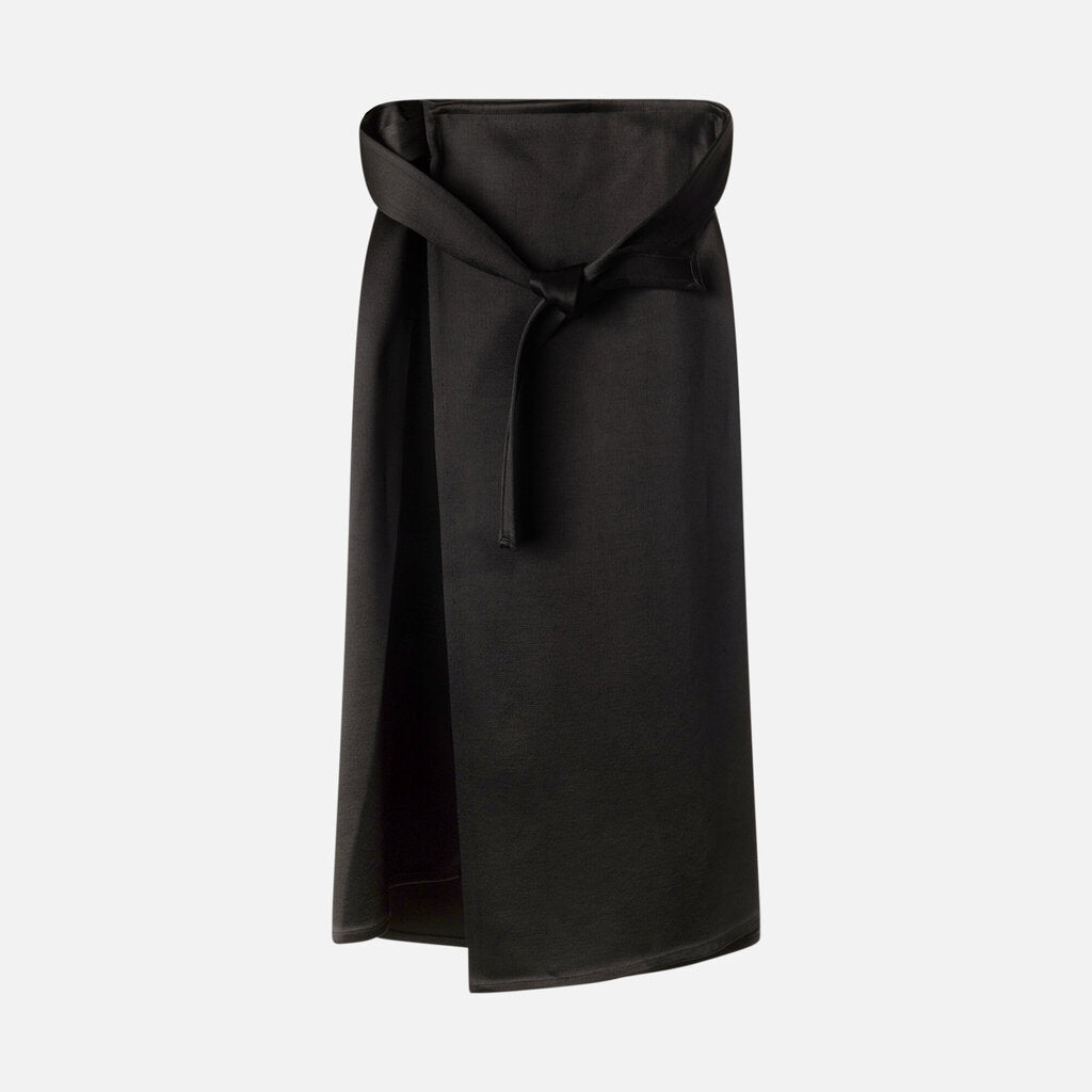 Celine Black Crepe Satin Wrap Skirt