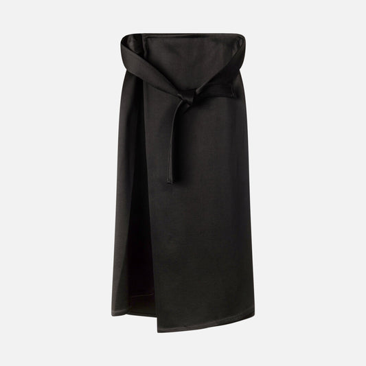 Celine Black Crepe Satin Wrap Skirt