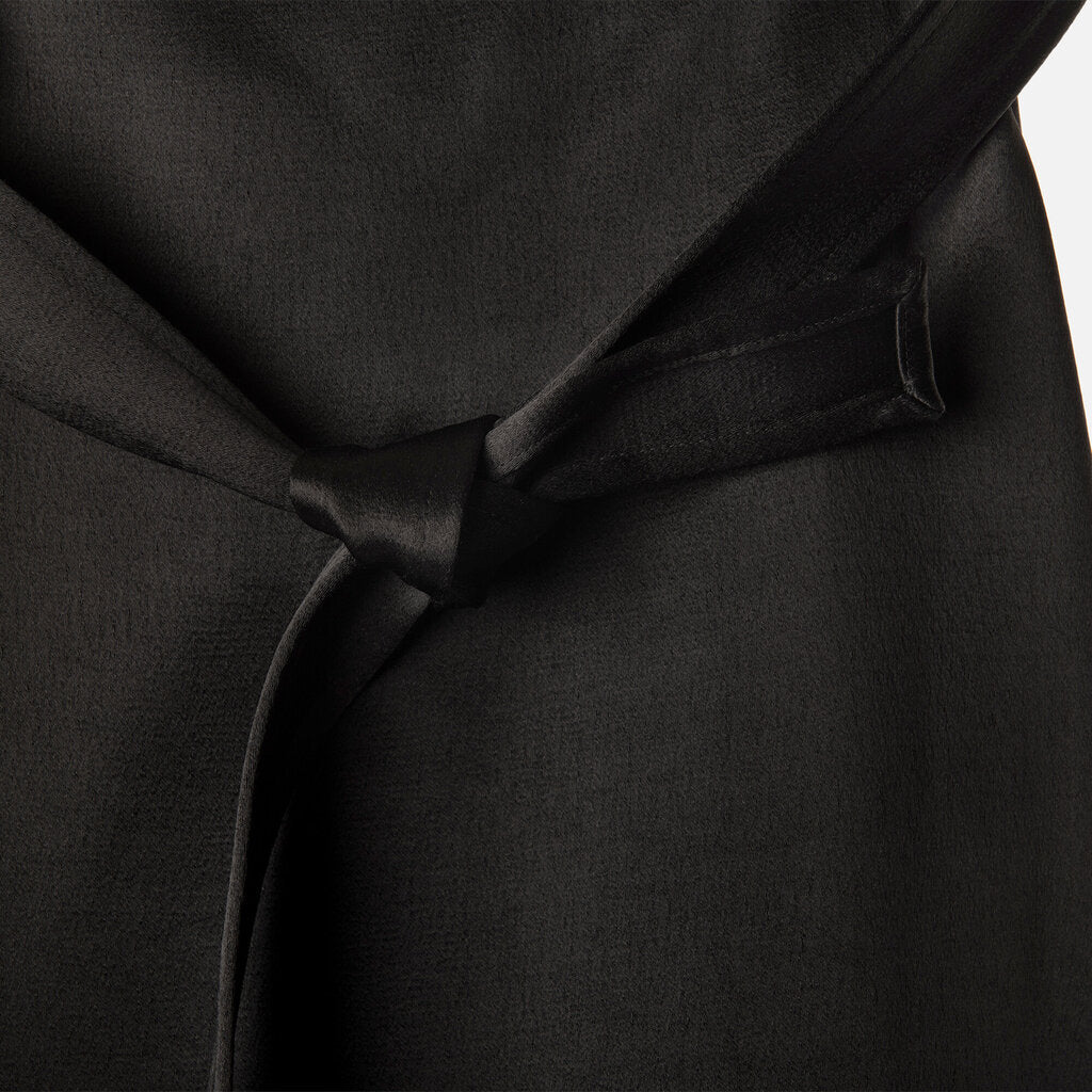 Celine Black Crepe Satin Wrap Skirt