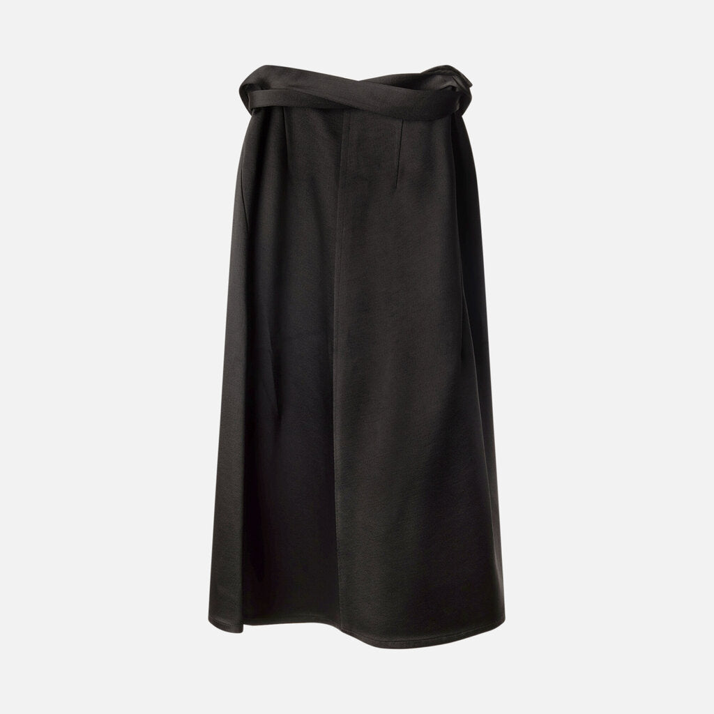 Celine Black Crepe Satin Wrap Skirt