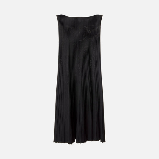 FForme Black Viscose Pleated Knit Midi Skirt