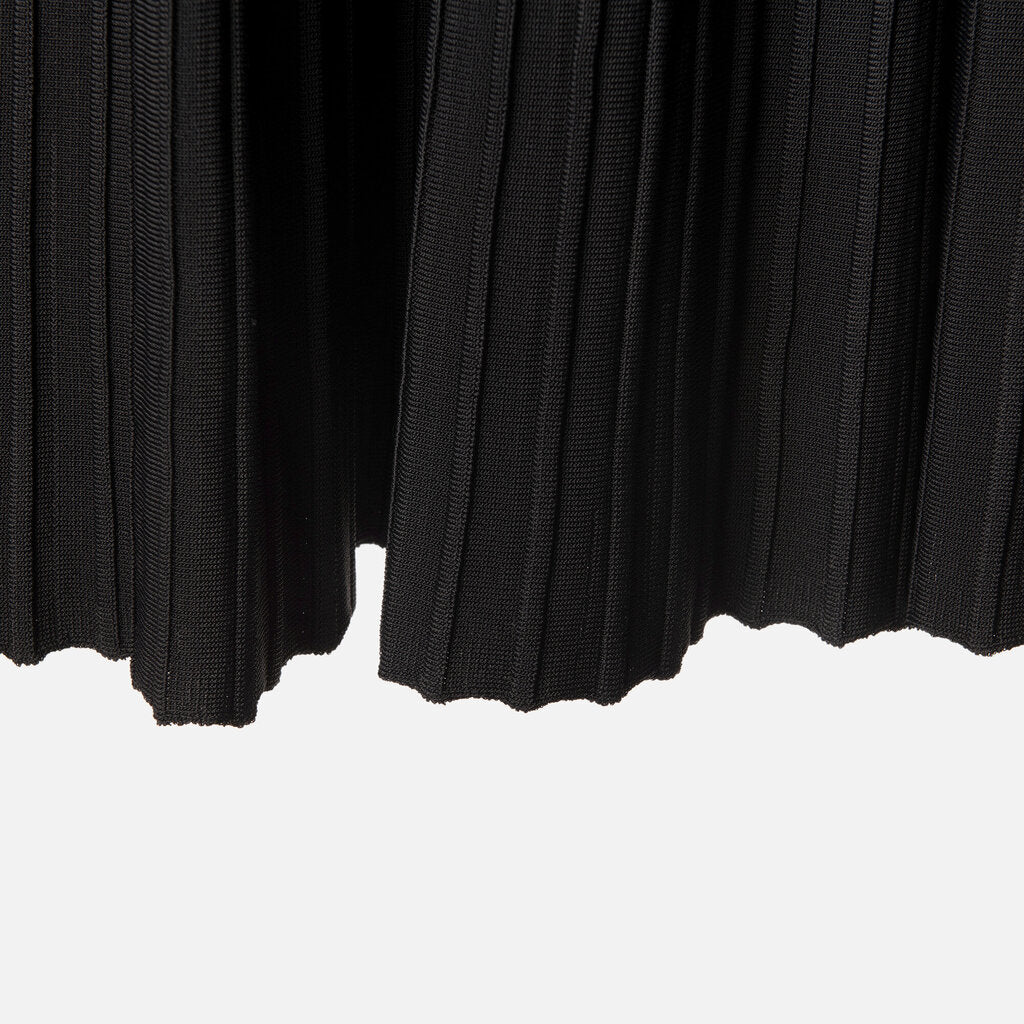 FForme Black Viscose Pleated Knit Midi Skirt