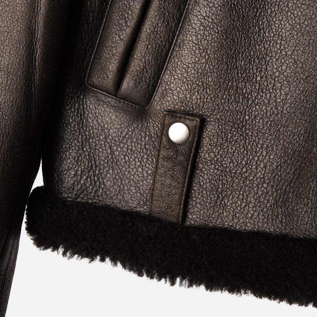 J. Crew Collection Black Shearling Lined Leather Jacket