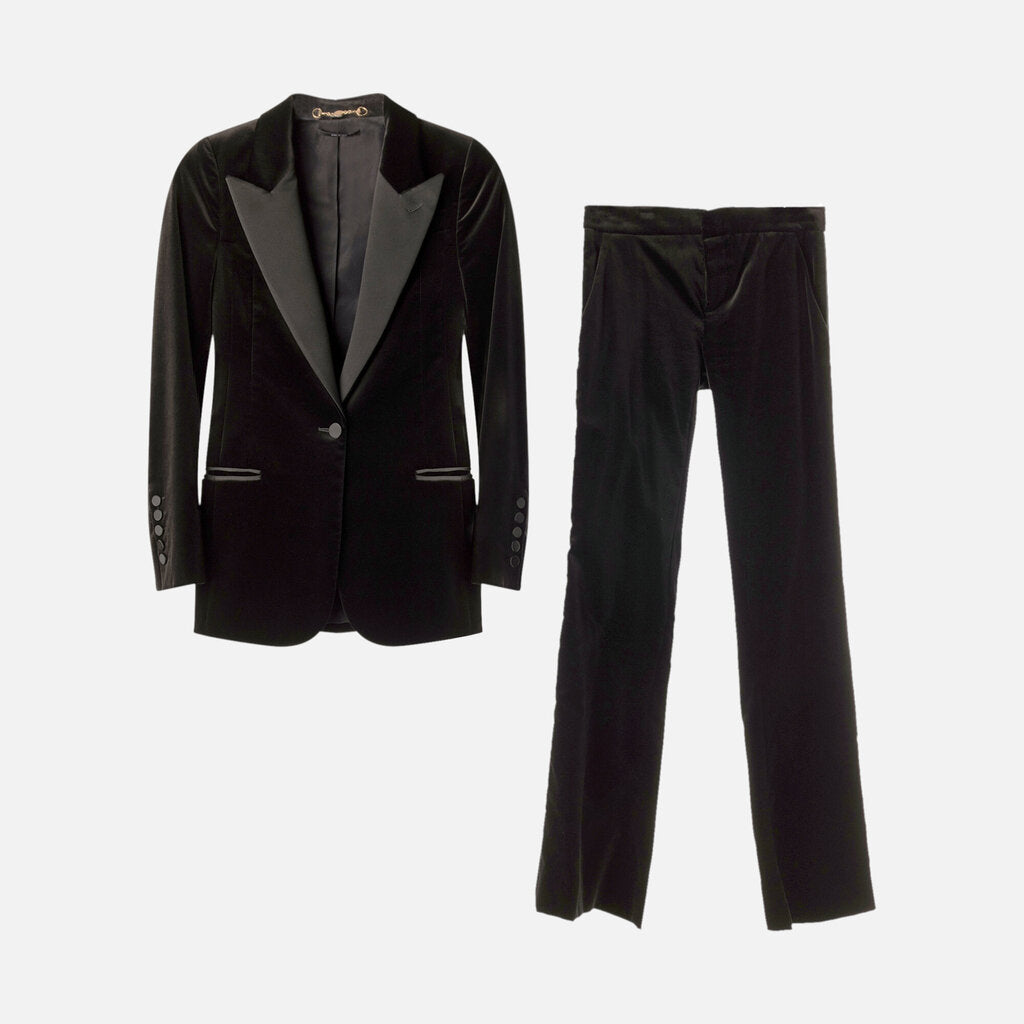 Gucci Black Velvet Blazer + Trousers