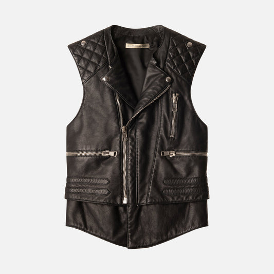 Balenciaga Leather Silver Hardware Biker Vest