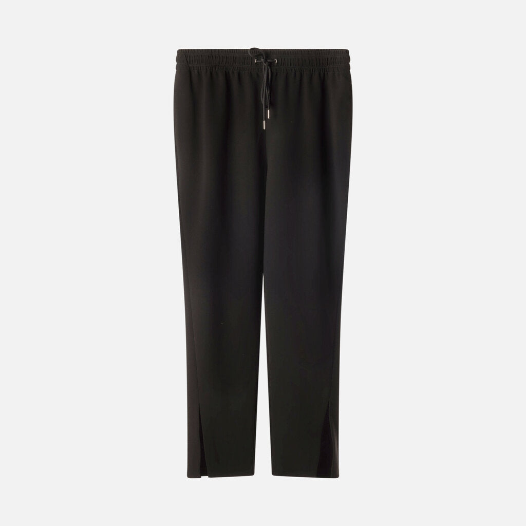 Theory Black Elastic Tie Triacetate Poly Wide Leg Slit Pant