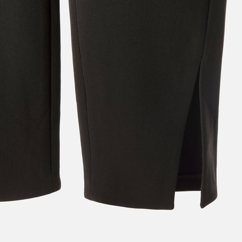 Theory Black Elastic Tie Triacetate Poly Wide Leg Slit Pant