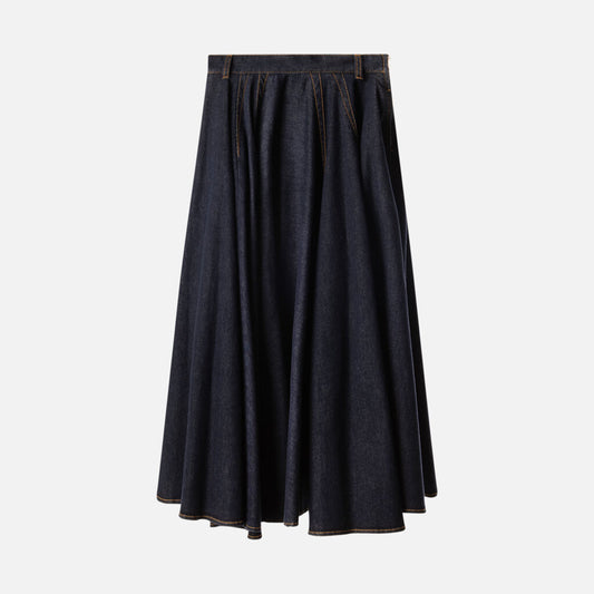 Alaia Indigo Denim Midi Circle Skirt