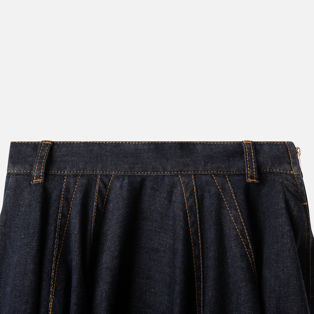 Alaia Indigo Denim Midi Circle Skirt