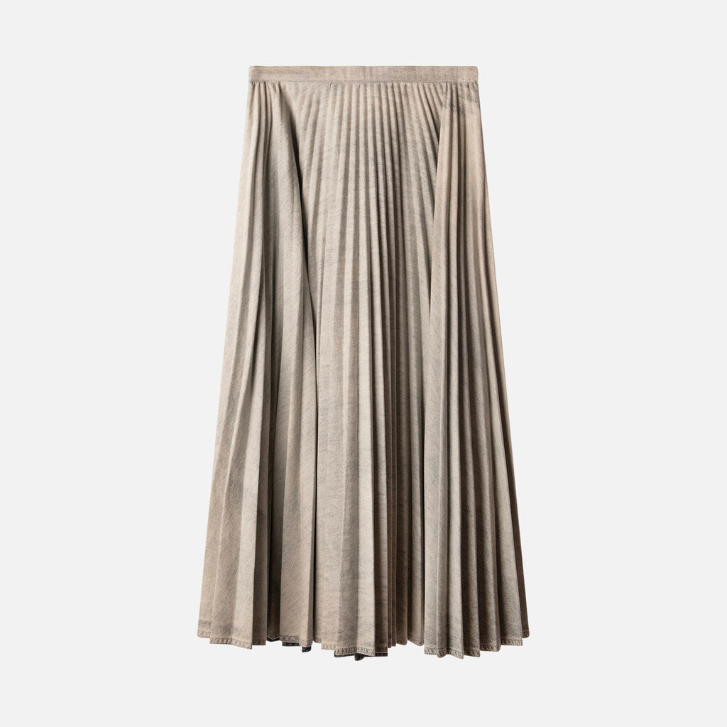Christian Dior Blue Denim Pleated Midi Skirt