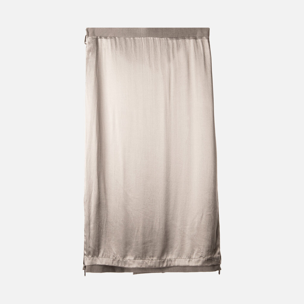 Fendi Grey Mixed Media Side Zip Midi Skirt