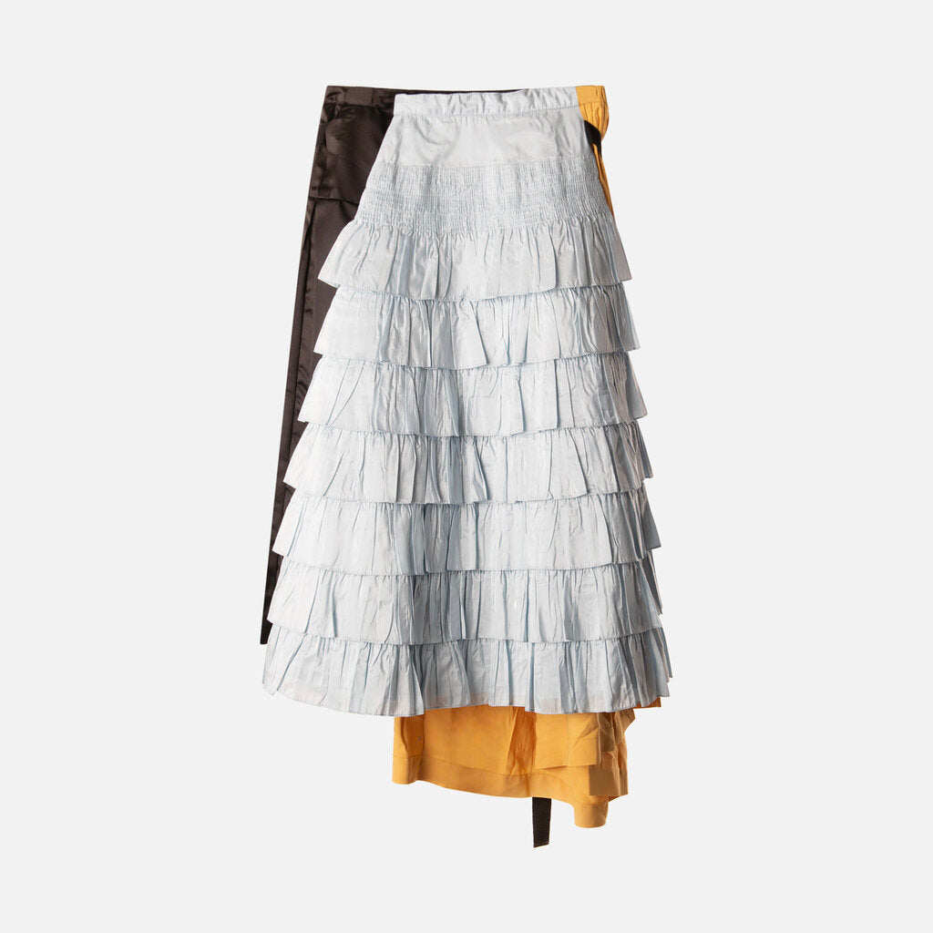 Prada Multicolor Acetate/Silk Patchwork Ruffle Skirt