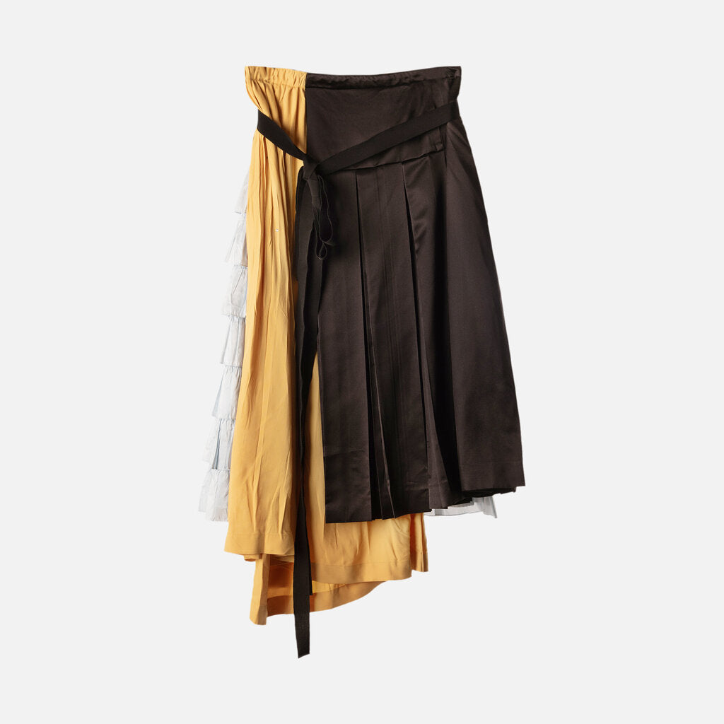 Prada Multicolor Acetate/Silk Patchwork Ruffle Skirt
