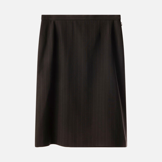 Max Mara Black Pinstripe Wool Pencil Skirt