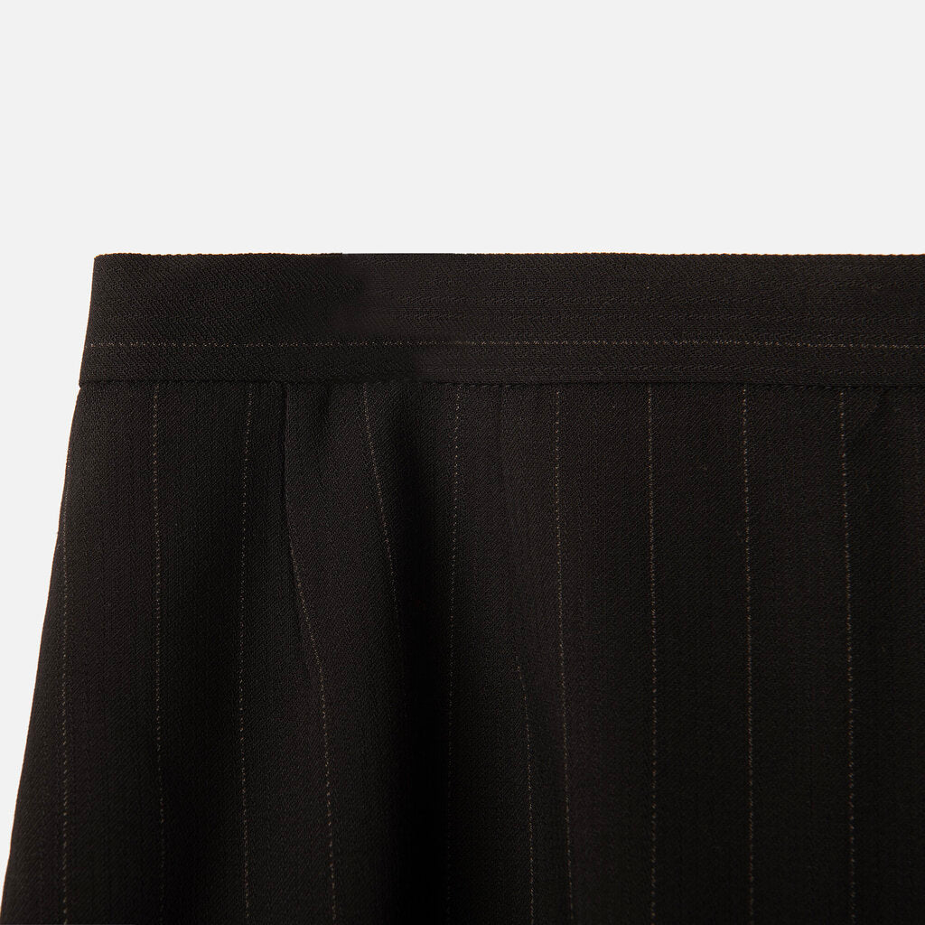 Max Mara Black Pinstripe Wool Pencil Skirt