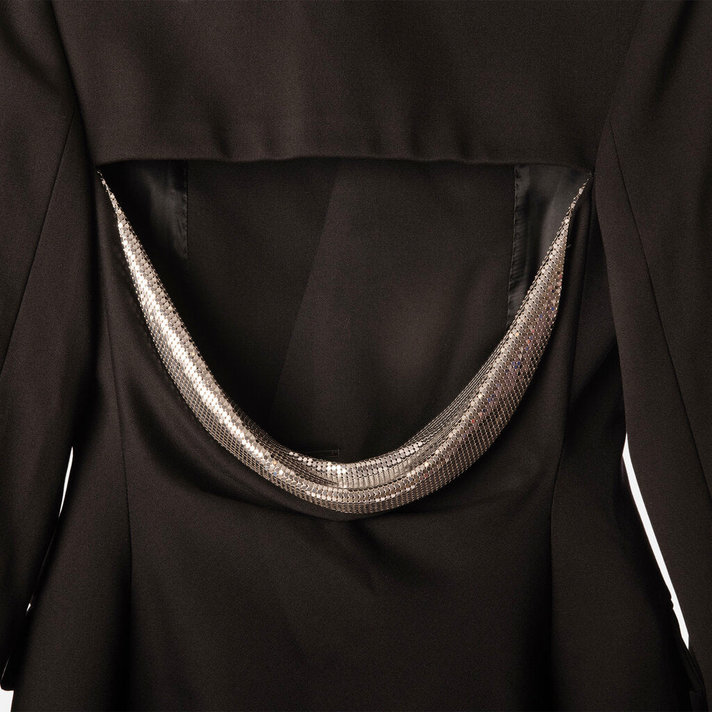 Versace Black Wool Metal Mesh Cutout Blazer Dress
