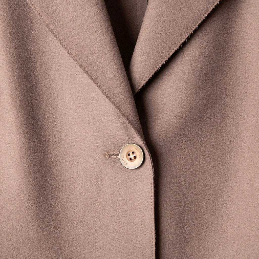 Gucci Taupe Wool Belted Blazer
