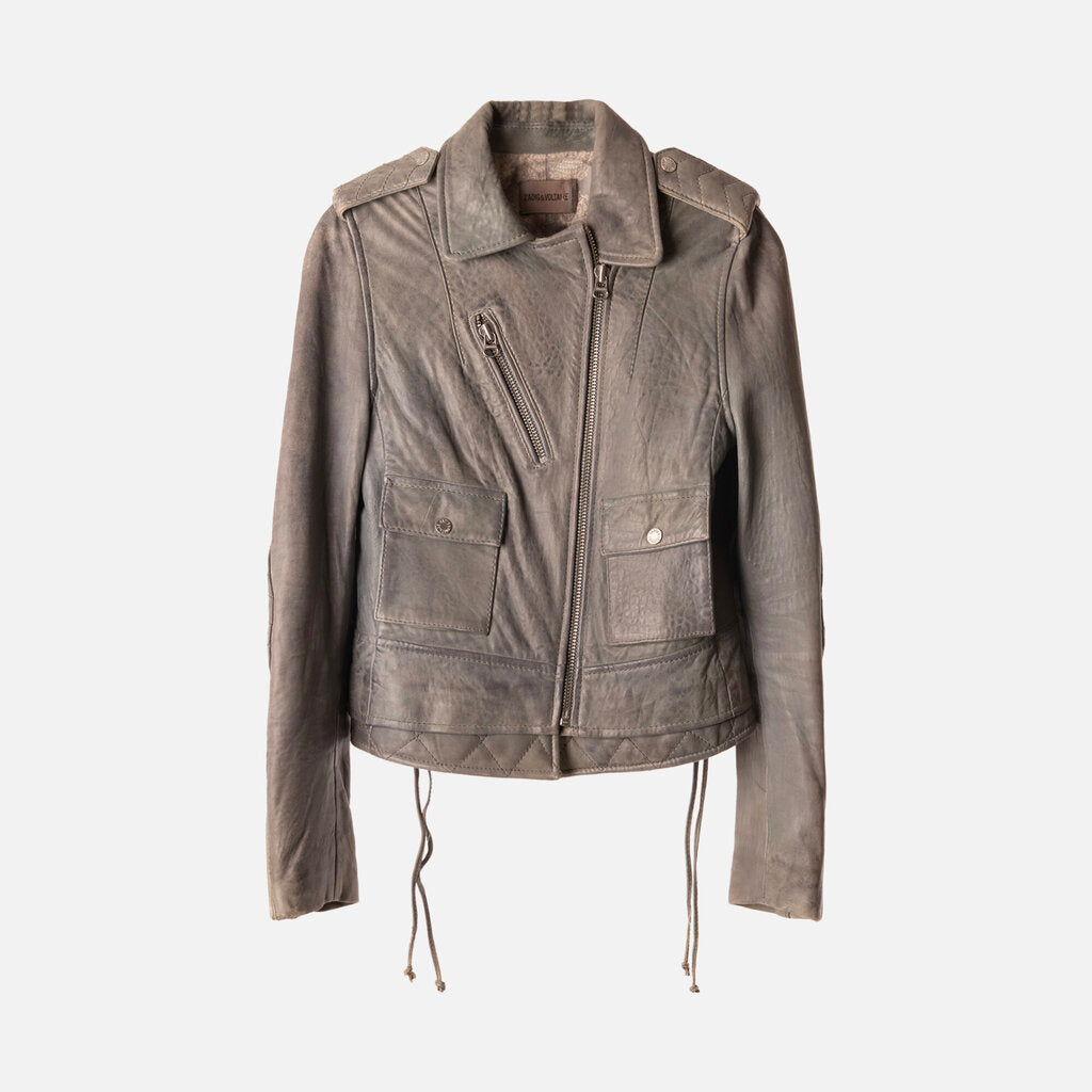 Zadig & Voltaire Blue Leather Moto Jacket