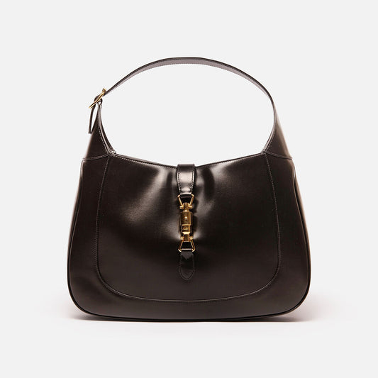 Gucci Black Leather Piston Lock Large Jackie