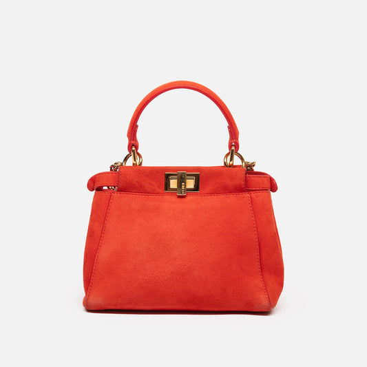 Fendi Dark Orange Suede Small Peekaboo