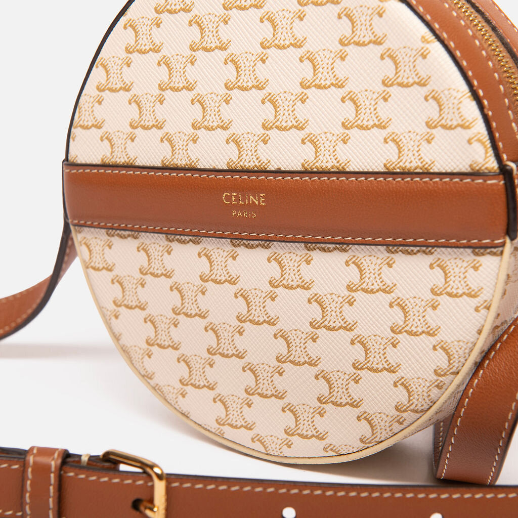 Celine White Triomphe Round Crossbody