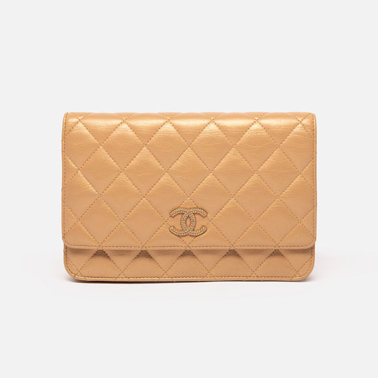 Chanel Quilted Metallic Champagne WOC