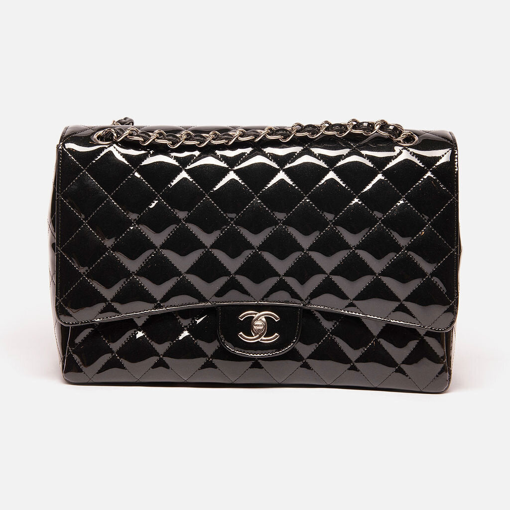 Chanel Black Patent Maxi Single Flap