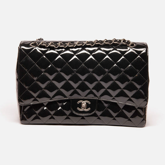 Chanel Black Patent Maxi Single Flap