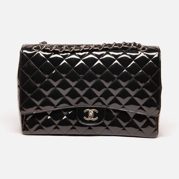 Chanel Black Patent Maxi Single Flap