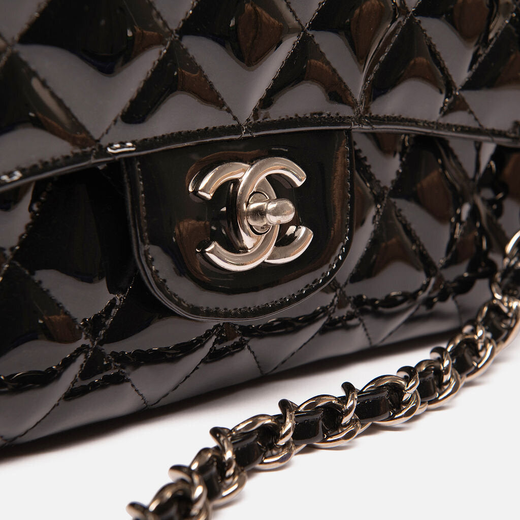 Chanel Black Patent Maxi Single Flap