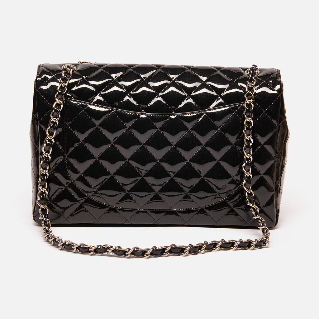 Chanel Black Patent Maxi Single Flap