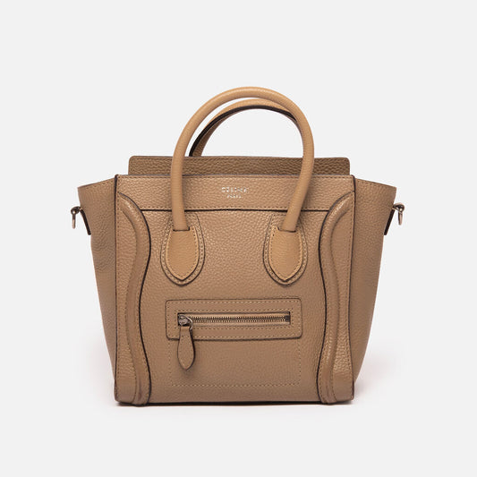 Celine Taupe Leather Nano Luggage Tote