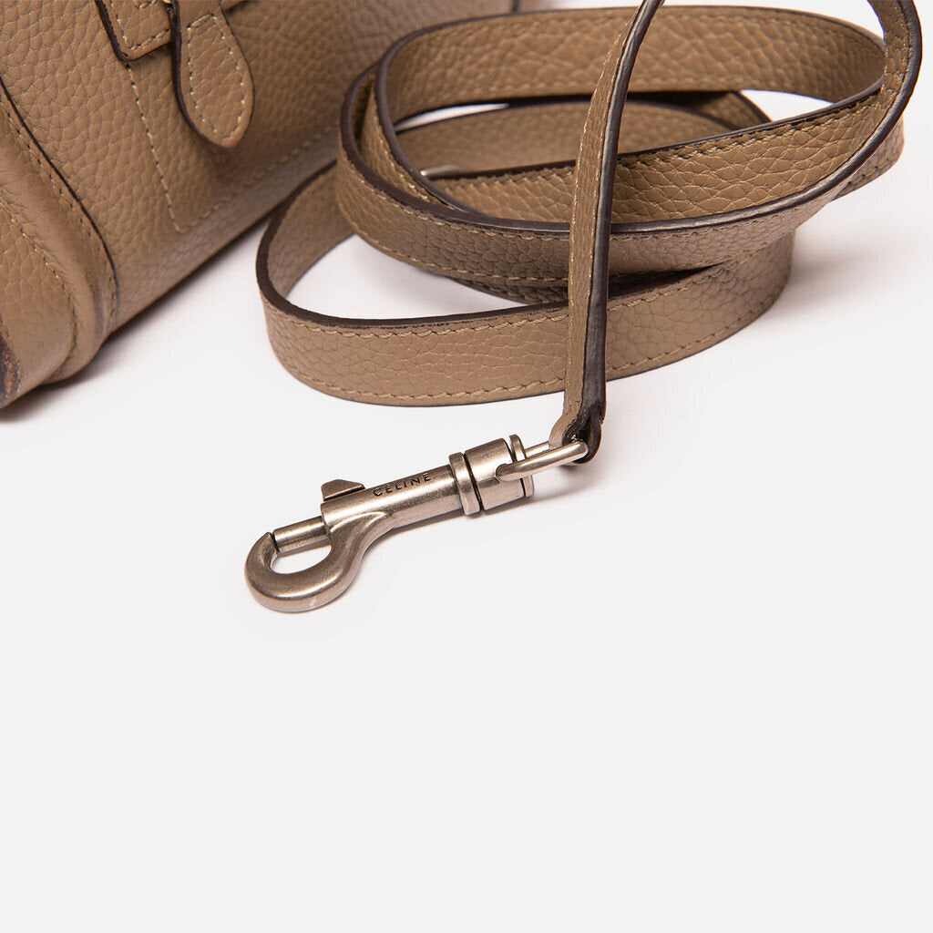 Celine Taupe Leather Nano Luggage Tote