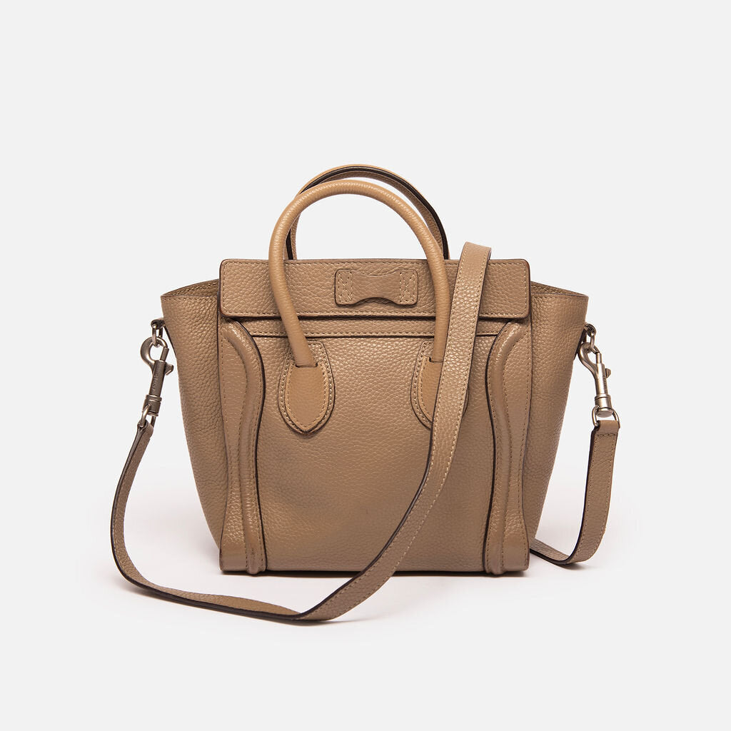 Celine Taupe Leather Nano Luggage Tote