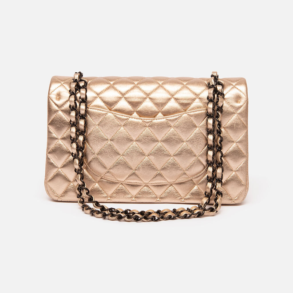 Chanel Metallic Gold Classic Flap w/ Black Hardware