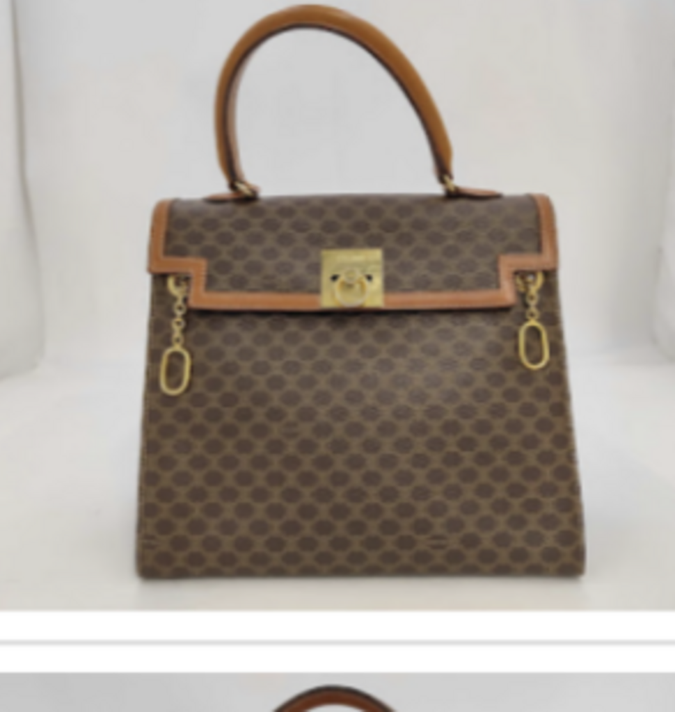 Brown Macadam Top Handle Bag