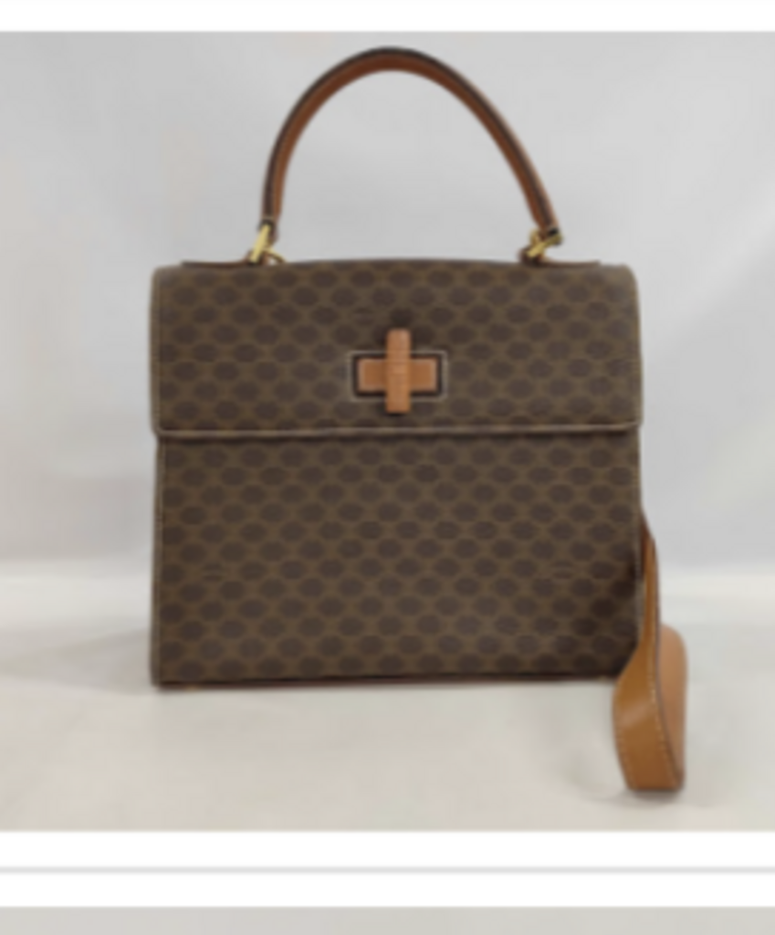 Brown Macadam Turnlock Top Handle Bag
