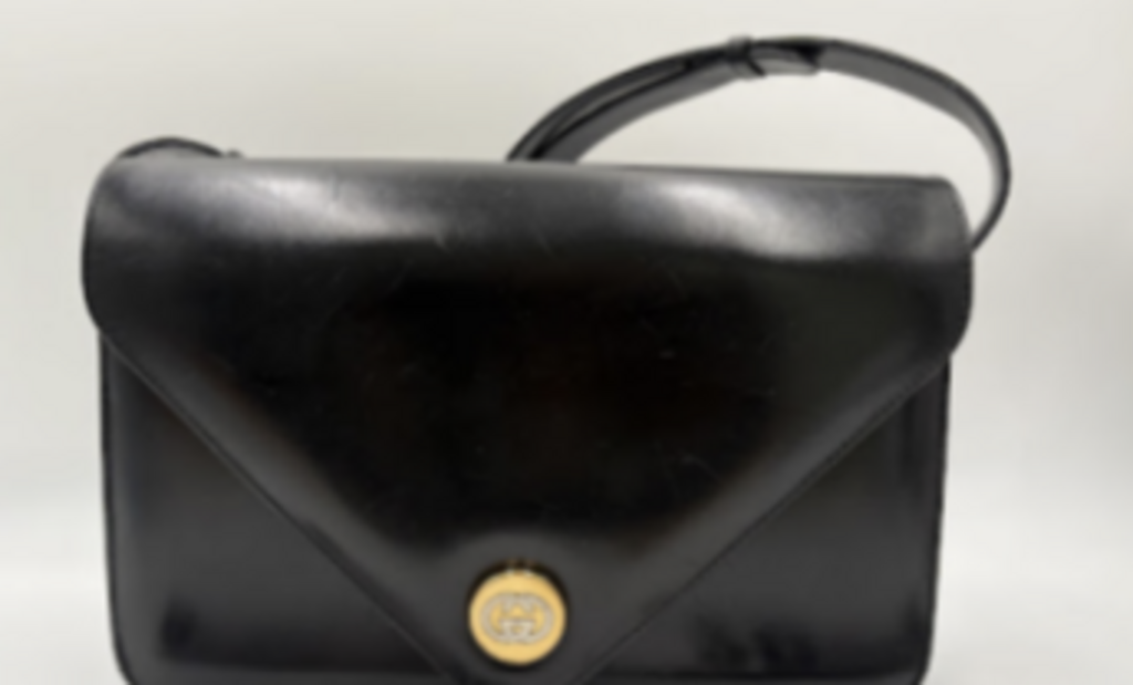 Black Leather Interlocking 2 Way Bag