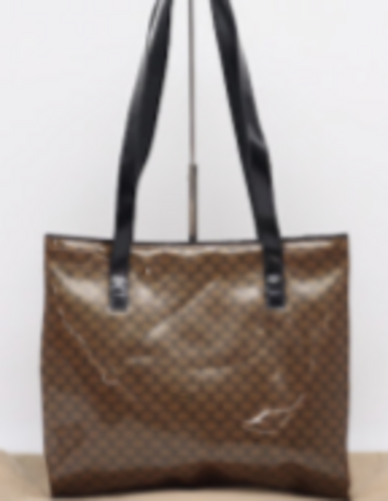 Black & Brown Patent Macadam Tote