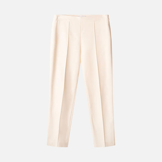 Partow White Cotton Straight Leg Pant