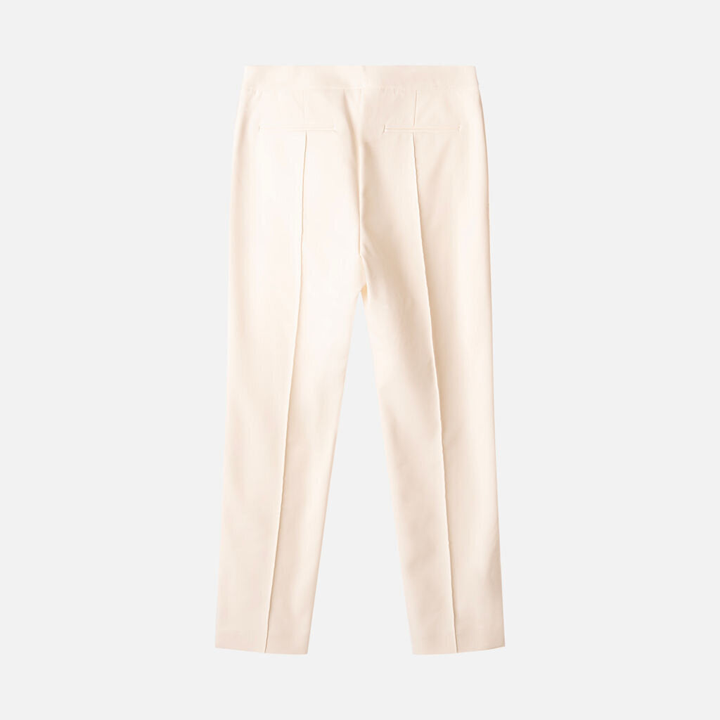 Partow White Cotton Straight Leg Pant