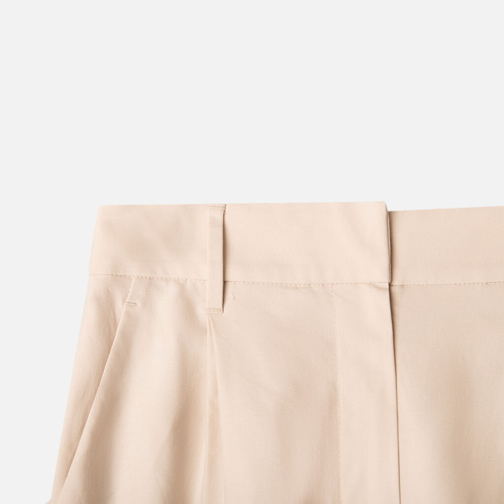 Brunello Cucinelli Taupe Cotton Pleated Trouser